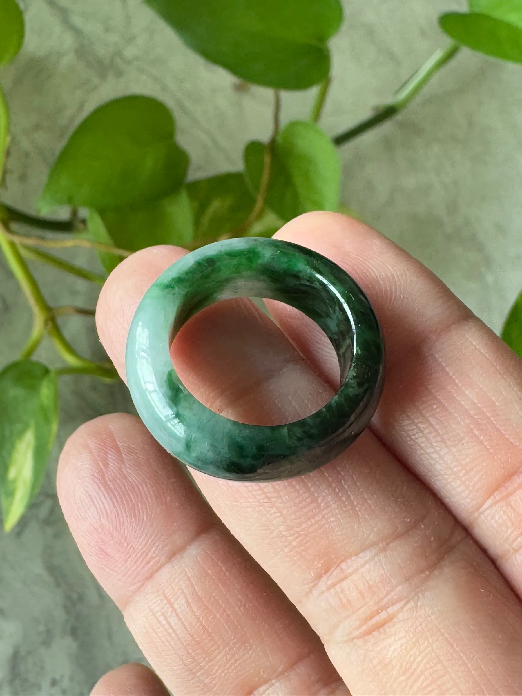 Bi-colour Type A Jade Ring | 17.4 mm | HK 14.5